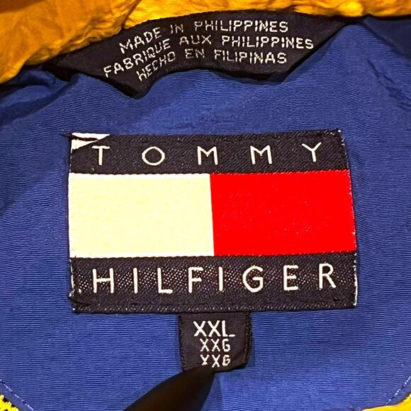 ★ Tommy Hilfiger Vintage Blue Windbreaker w/ Patch of Flag Logo on Sleeve ★ - Picture 4 of 7